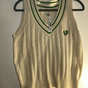 PINK Victoria's Secret Cream Sweater with Green Trim